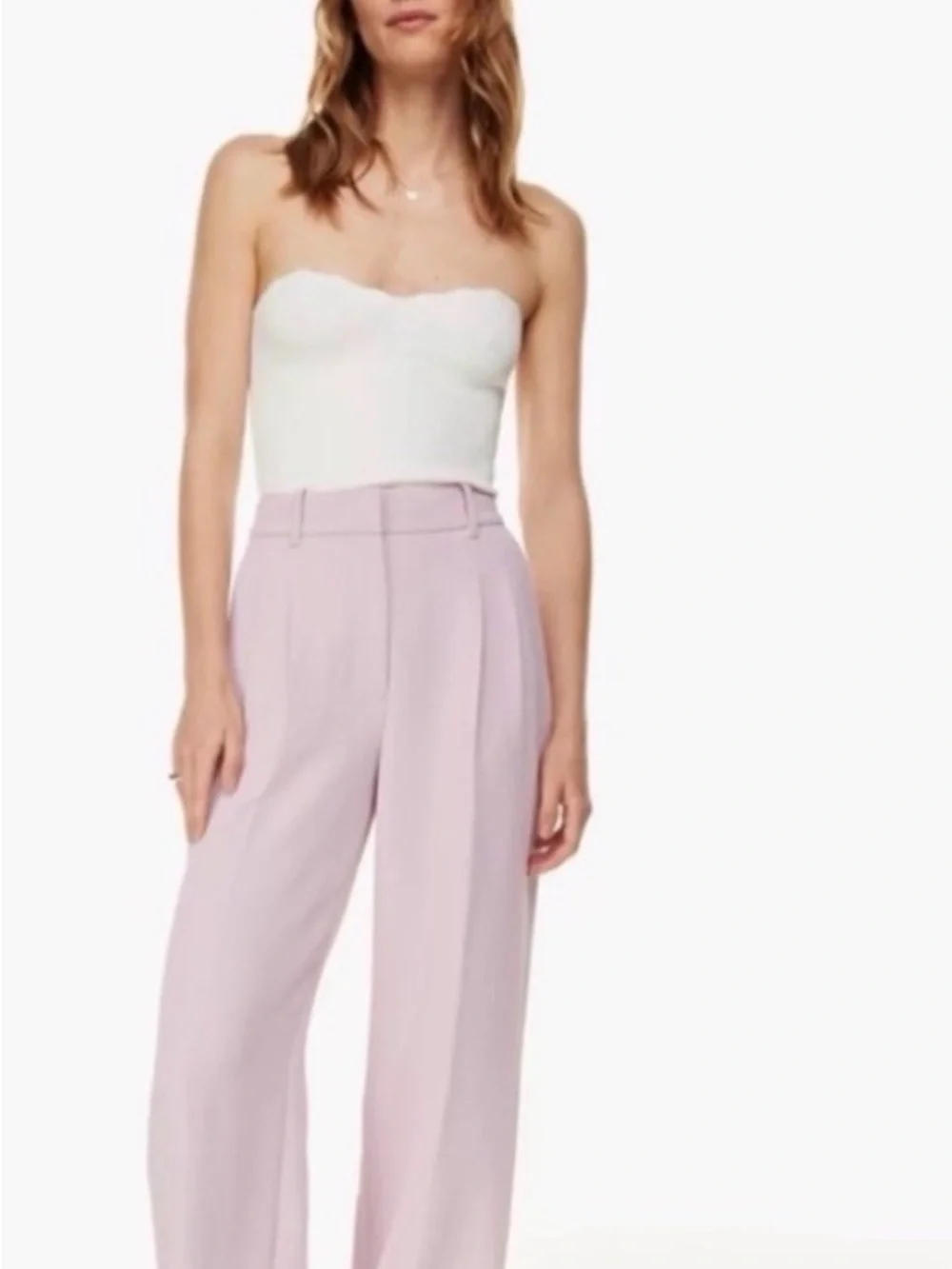 Wilfred Wide-Leg High-Waist Linen Pants in Soft Lilac